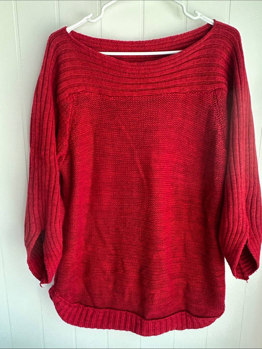 dressbarn Red Off-the-Shoulder Knit Sweater